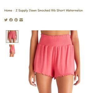 Zsupply Smocked Ribbed Short Watermellon